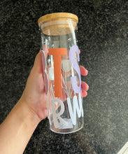 Load image into Gallery viewer, 450ml BTS/ARMY glass bottle with bamboo lid and stainless steel straw
