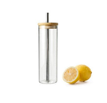 Load image into Gallery viewer, 450ml glass drinking bottle with bamboo lid

