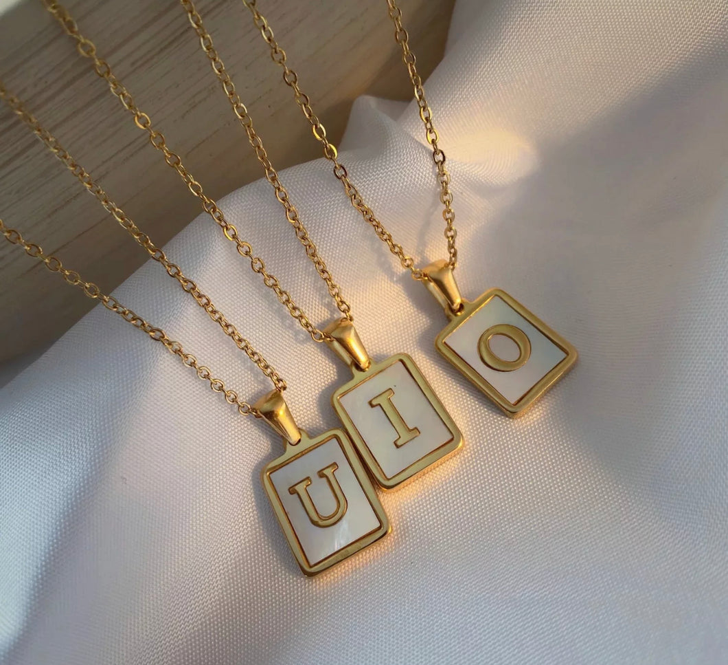 18k gold plated stainless steel alphabet necklace